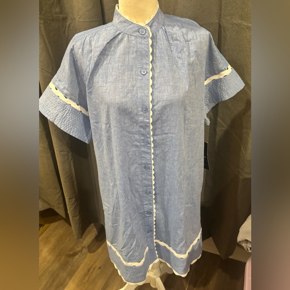 NWT Tuckernuck Chambray Cornelia Dress Blue Small MISSING Belt Mini Linen Blend - Picture 13 of 15